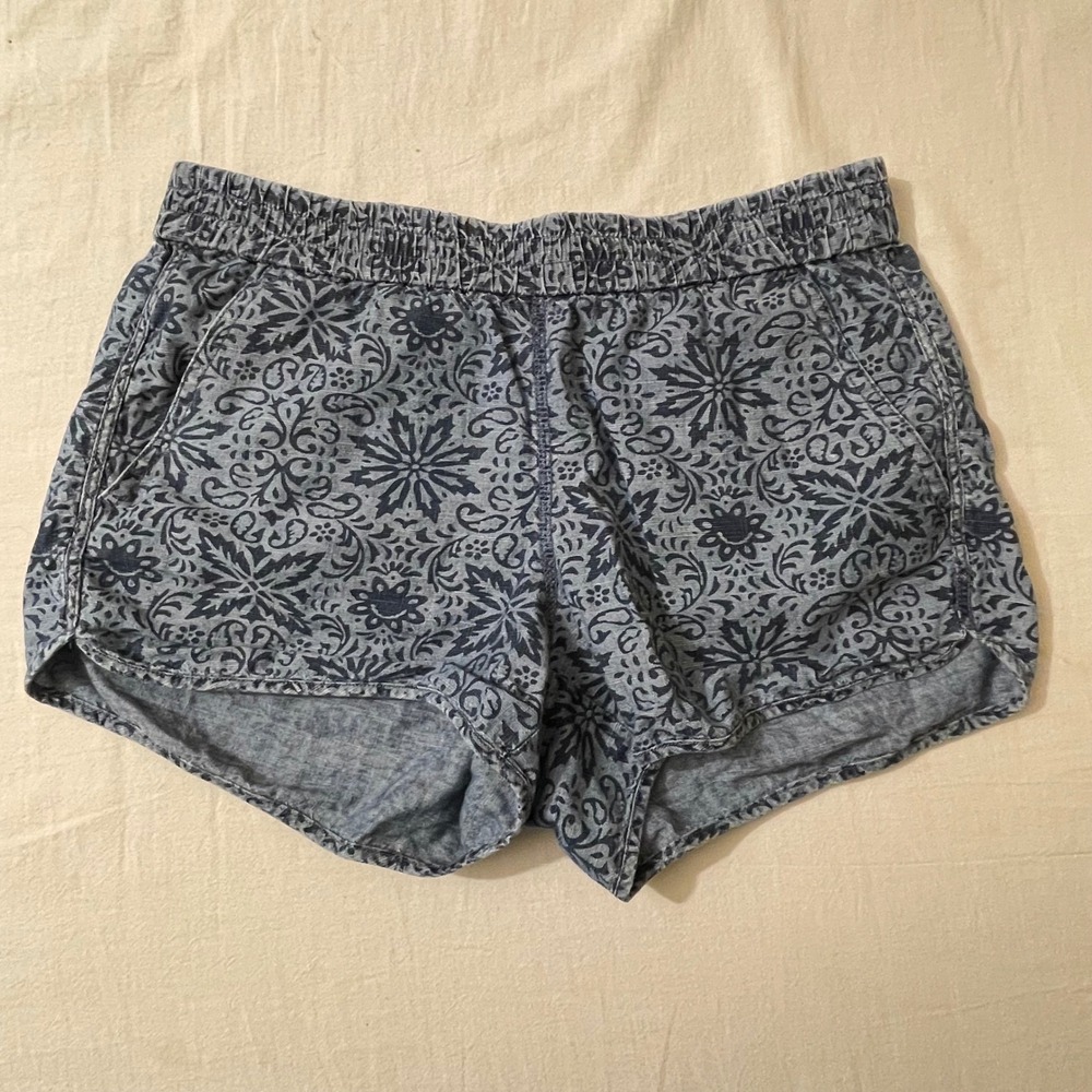 J.Crew Womens XXS Blue Floral Paisley Elastic Waist Pull On Shorts Lounge Beach